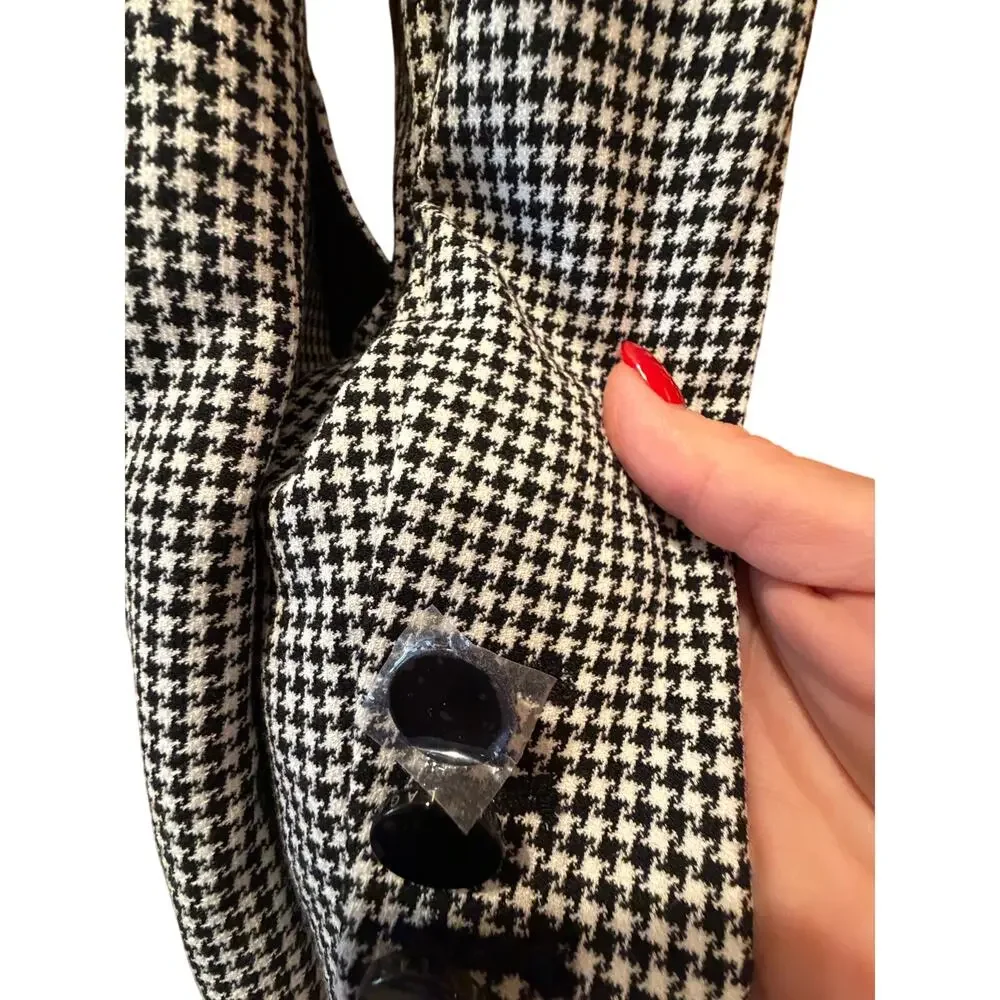 Karl Lagerfeld Paris Houndstooth Blazer Jacket 6 NWOT Black White Workwear